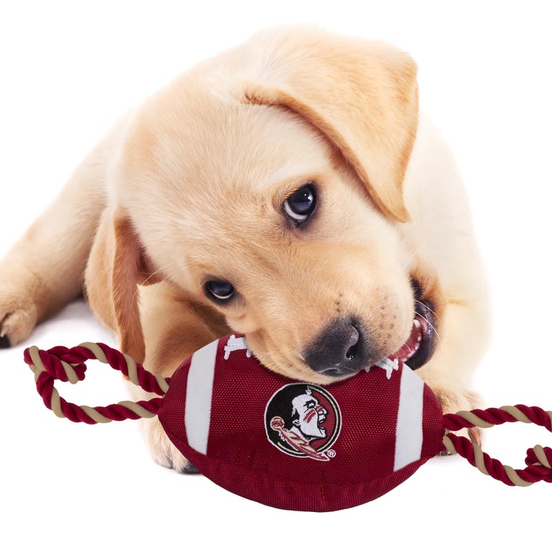 Pets First NCAA Florida State Seminoles Football Dog Toy, Tough Quality Nylon Materials, Strong Pull Ropes, Inner Squeaker, Collegiate Team Color (FSU-3121) - Image 2